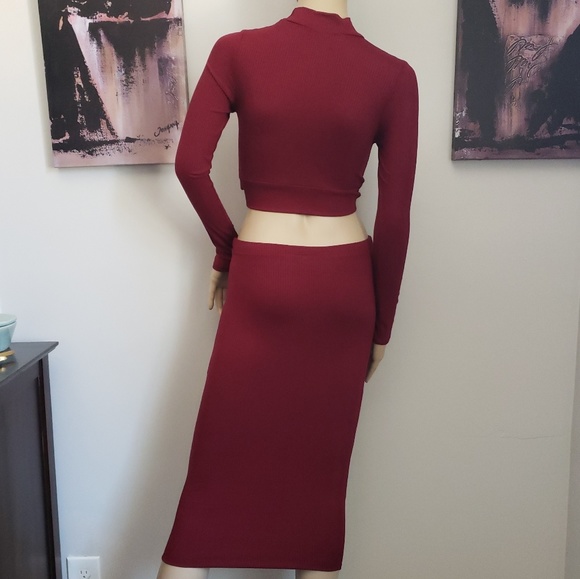 🌺HP x2🌺 2Pcs Red Long Sleeve Pencil Skirt NWOT - Picture 6 of 8